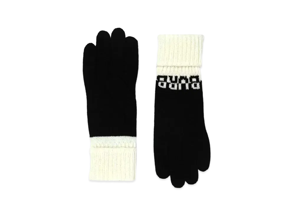 Burberry Logo Intarsia Two-tone Cashmere Gloves "Black/White"