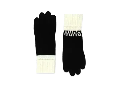 Burberry Logo Intarsia Two-tone Cashmere Gloves "Black/White"