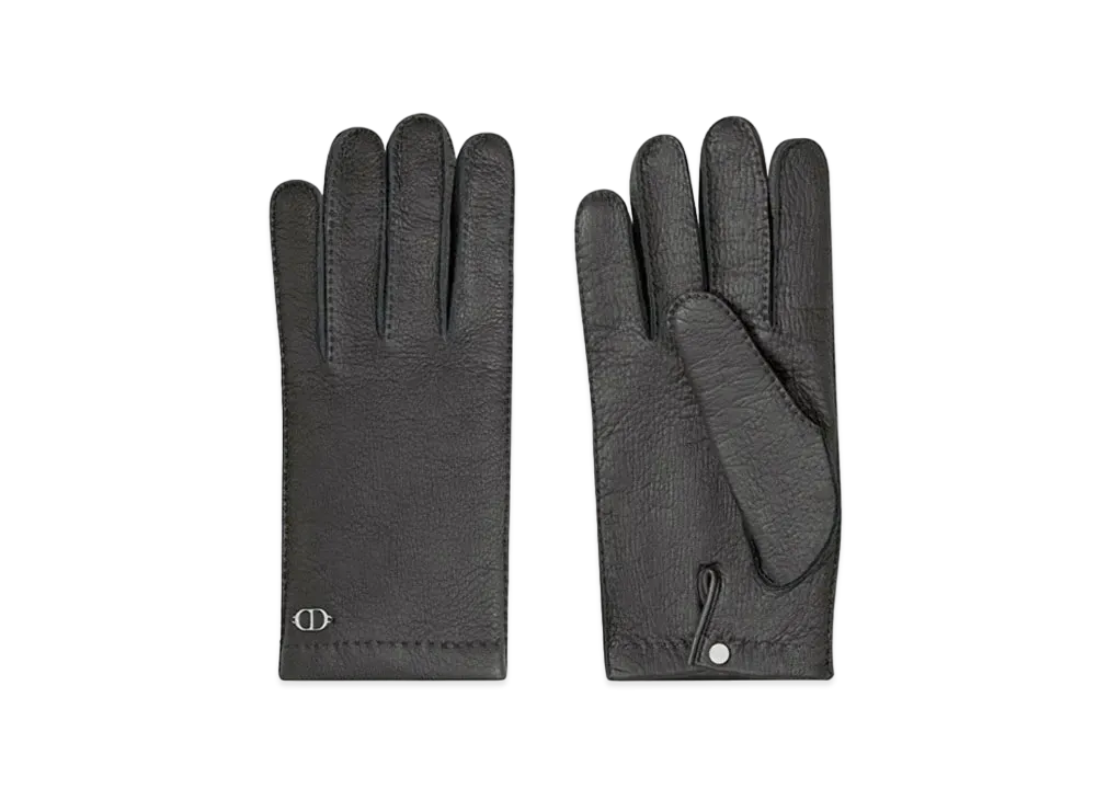 Dior CD ICON Gloves Dior Grained Leather "Black"