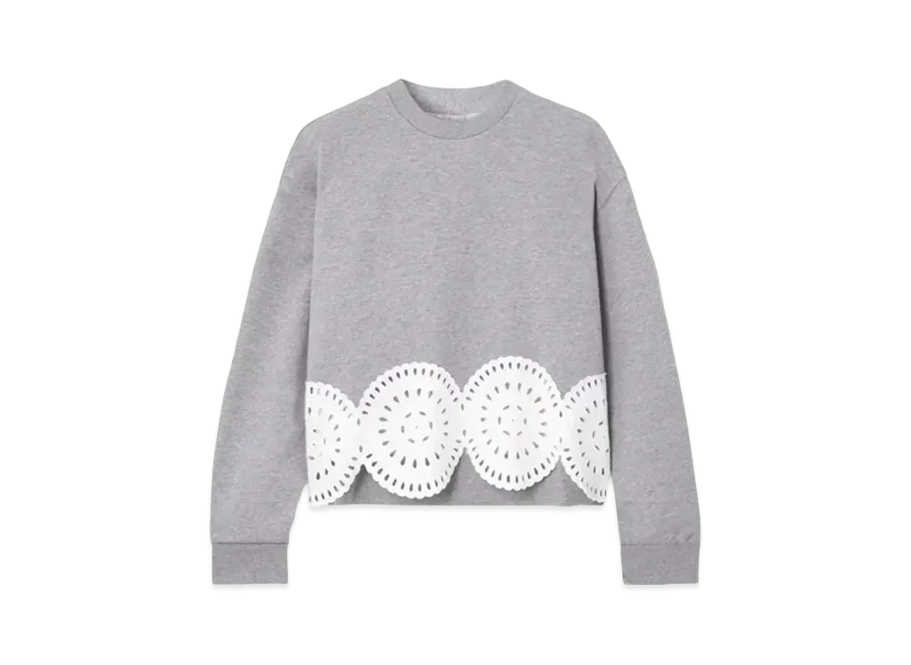 STELLA McCARTNEY Broderie Anglaise Jersey Sweatshirt "Gray Melange"