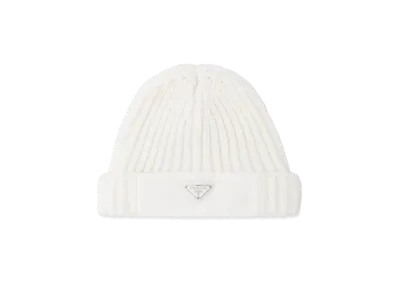 PRADA Re-Nylon Gabardine and Wool Cap "White"