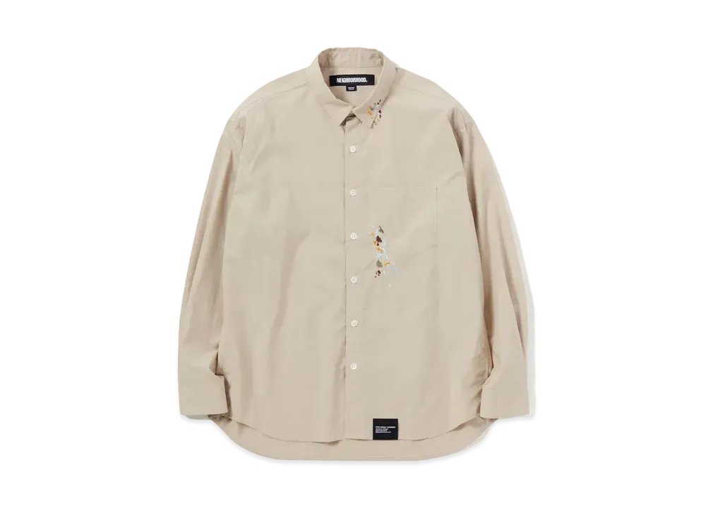 NEIGHBORHOOD Drip Embroidery Shirt LS "Beige"
