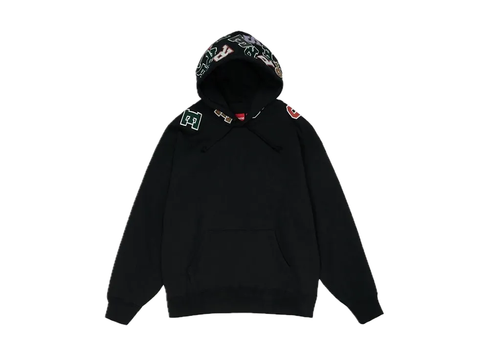 Supreme Scattered Applique Hooded Sweatshirt "Black"
