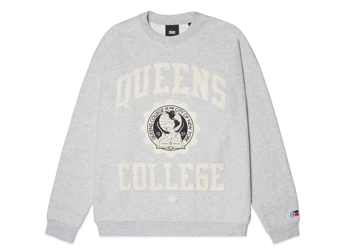 Kith & Russell Athletic for CUNY Queens College Crewneck "Light Heather Grey"