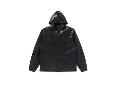 Black Eye Patch HWC B Emblem Hooded Faux Leather Jacket "Black"
