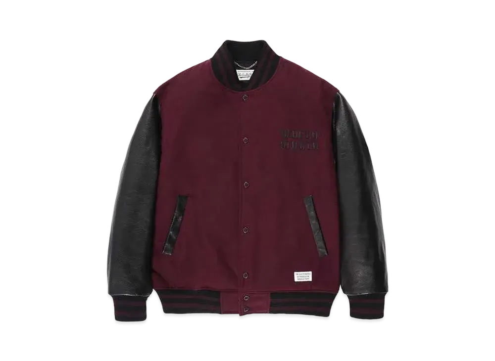 WACKO MARIA Leather Varsity Jacket "Burgundy"