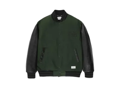 WACKO MARIA Leather Varsity Jacket "Green"