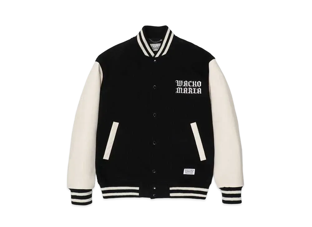 WACKO MARIA Leather Varsity Jacket "Black"