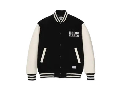WACKO MARIA Leather Varsity Jacket "Black"