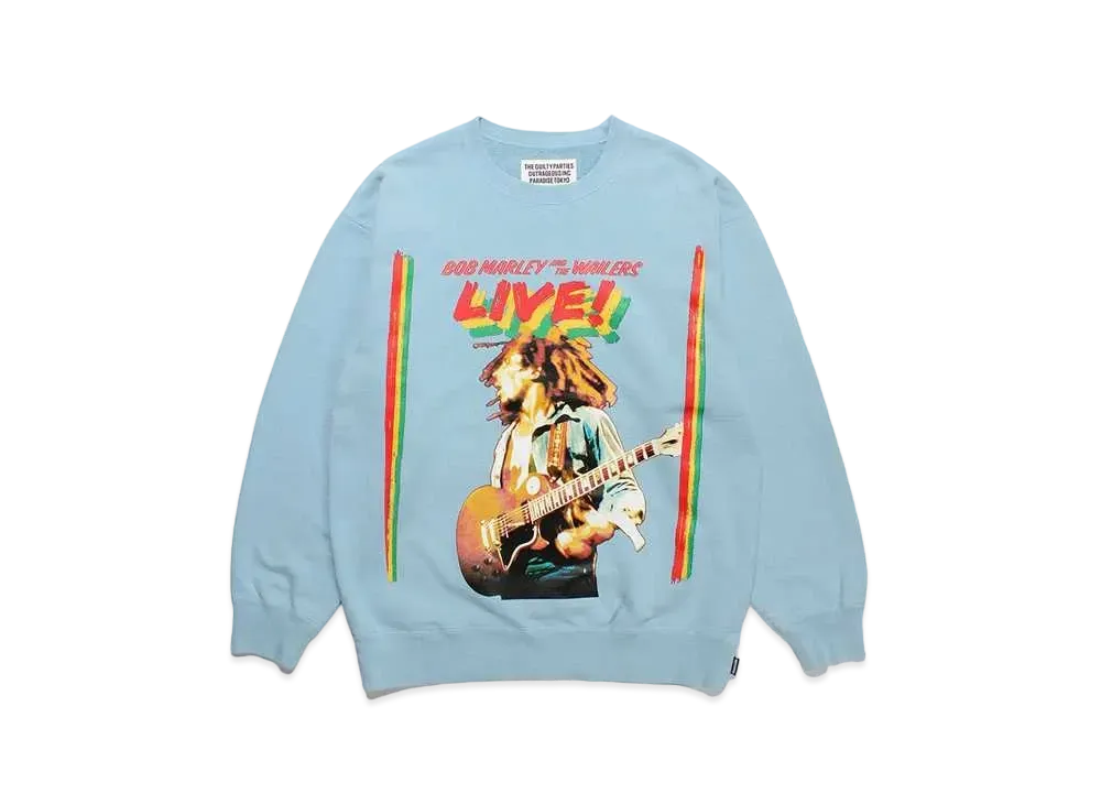 WACKO MARIA Bob Marley / Middle Weight Sweat Shirt "Light Blue"