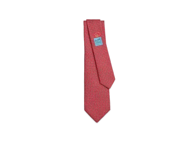 Hermes Silk Twill Tie 7cm Dancing H "Rouge/Ciel"