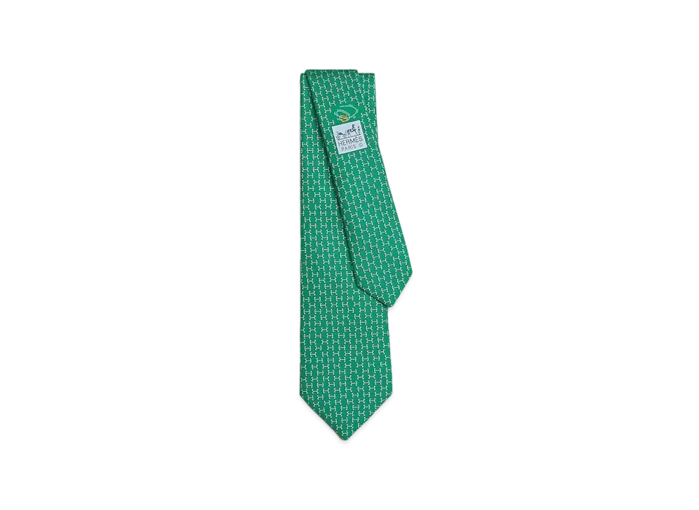 Hermes Tie 7 Dancing H "Vert/Ciel"
