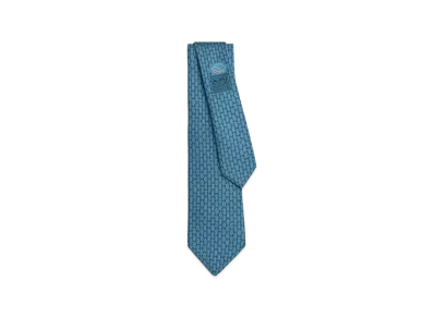 Hermes Tie 7 Dancing H "Blue Jean/Blue Canal"