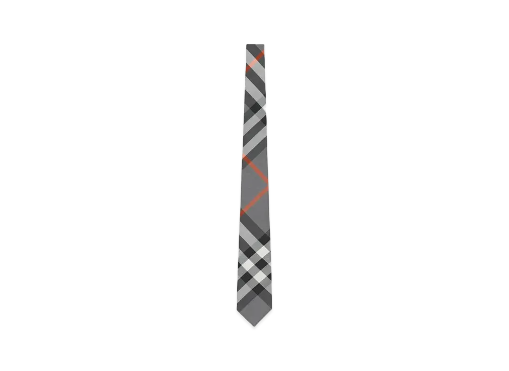 Burberry Classic Cut Exaggerated Check Silk Tie "Flint Gray"