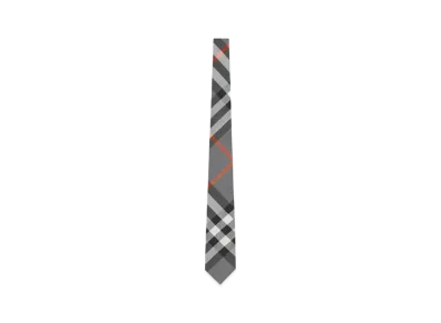 Burberry Classic Cut Exaggerated Check Silk Tie "Flint Gray"