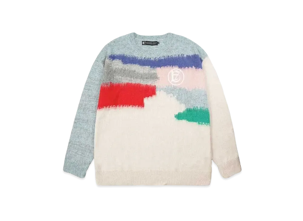 A GOOD BAD INFLUENCE MULTI COLOR MOHAIR KNIT SWEATER "WHITE"