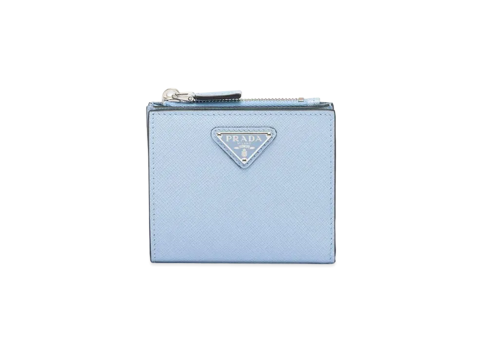 PRADA Small Saffiano Leather Wallet "Light Blue"