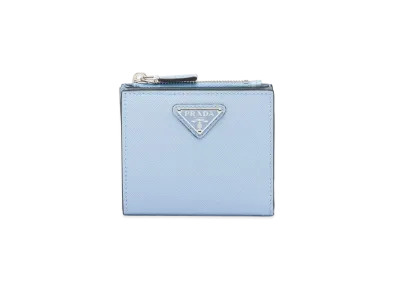 PRADA Small Saffiano Leather Wallet "Light Blue"