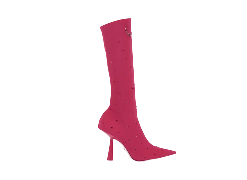 Jimmy Choo x Pretty Guardian Sailor Moon Boot 100 Mix Stretch Jersey Boots With Crystals "Pink"