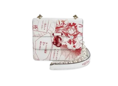 Jimmy Choo x Pretty Guardian Sailor Moon Sailor Mars Varenne Quad XS Manga Printed Leather Shoulder Bag With Pearl Strap "Red"