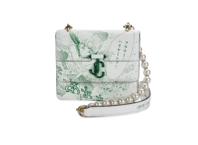 Jimmy Choo x Pretty Guardian Sailor Moon Sailor Jupiter Varenne Quad XS Manga Printed Leather Shoulder Bag With Pearl Strap "Green"