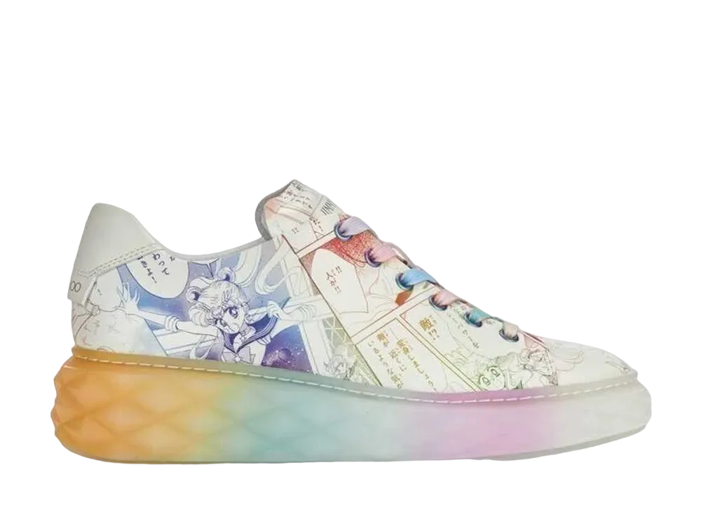 Jimmy Choo Collage Diamond Light Maxi Manga Printed Leather Low-Cut Sneaker "Rainbow"