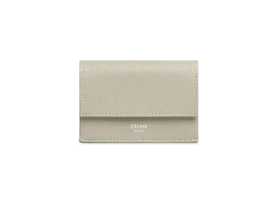 CELINE Folded Compact Wallet In Grained Calfskin "Green Cray"