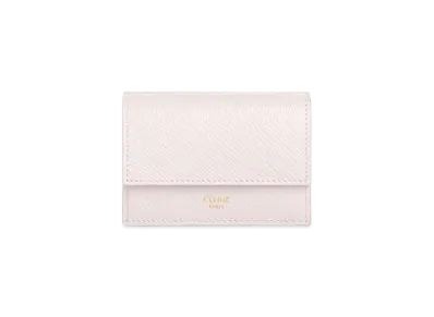 CELINE Folded Compact Wallet In Grained Calfskin "Lavender Gray"