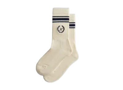 Kith Striped Script Laurel Kith Logo Sock "Sandrift"