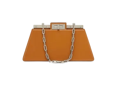 FENDI Peekaboo Cut Medium Leather Bag "Brown"