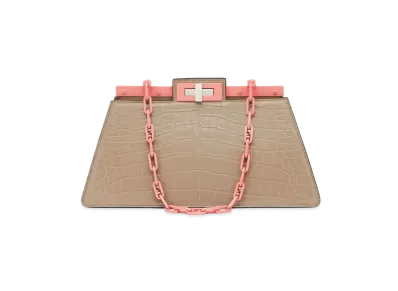 FENDI Peekaboo Cut Medium Crocodile Leather Bag "Dove Grey"