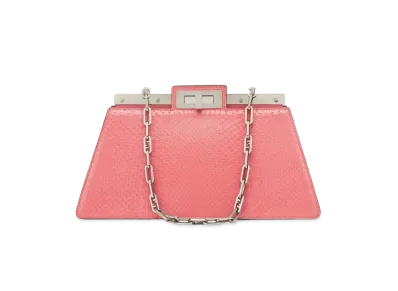 FENDI Peekaboo Cut Medium Python Leather Bag "Pink"