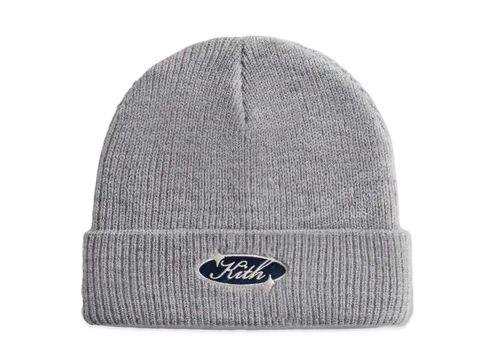 Kith Clean Script Acrylic Beanie "Light Heather Grey"