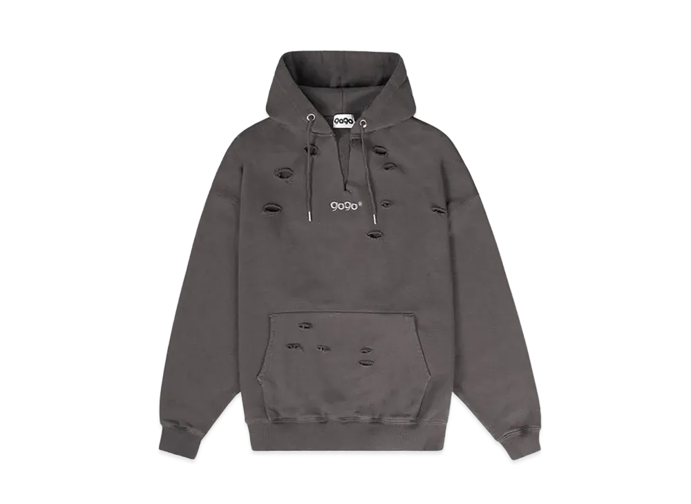 9090 Damage Logo Hoodie "Sumi"