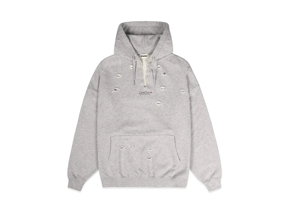 9090 Damage Logo Hoodie "Heather gray"