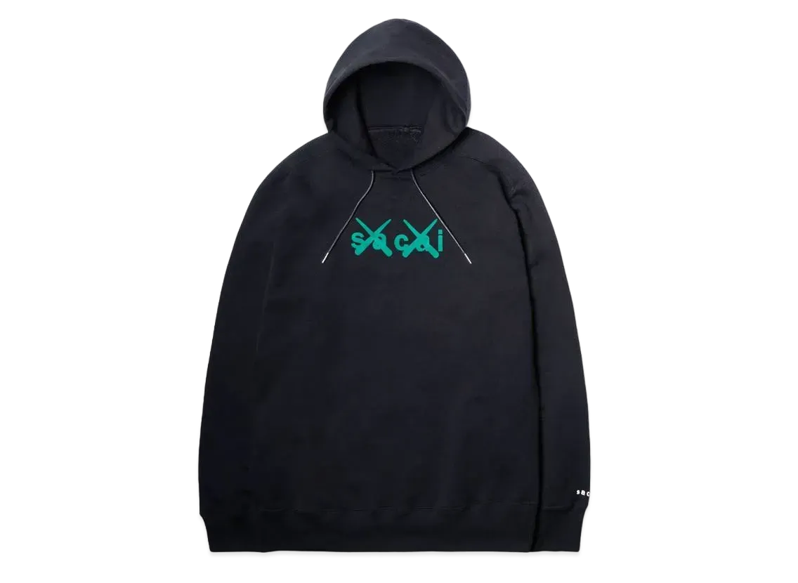 sacai KAWS Flock Print Hoodie "Black"