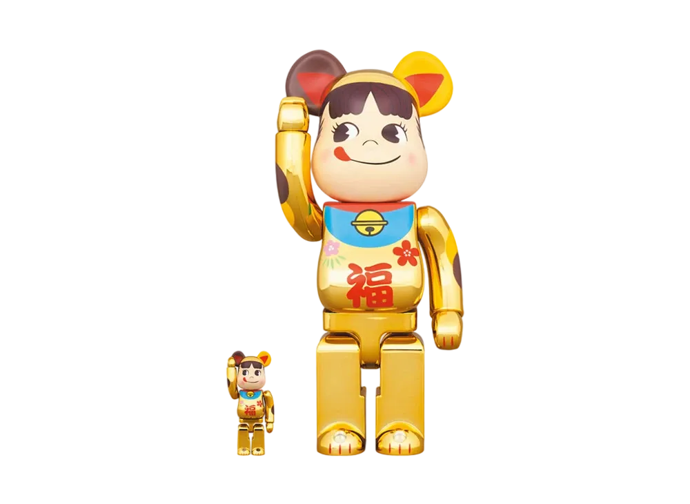 Bearbrick Maneki Neko Peko-chan Fortune gold plating 100% & 400%