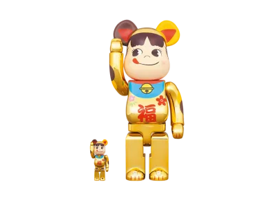 Bearbrick Maneki Neko Peko-chan Fortune gold plating 100% & 400%