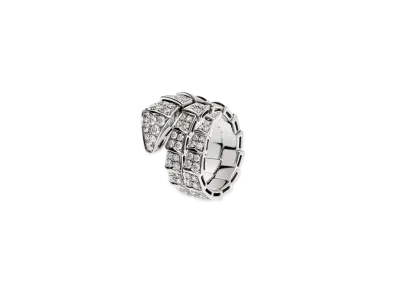 BVLGARI Serpenti Viper Ring Pave Diamond 18K "White Gold"