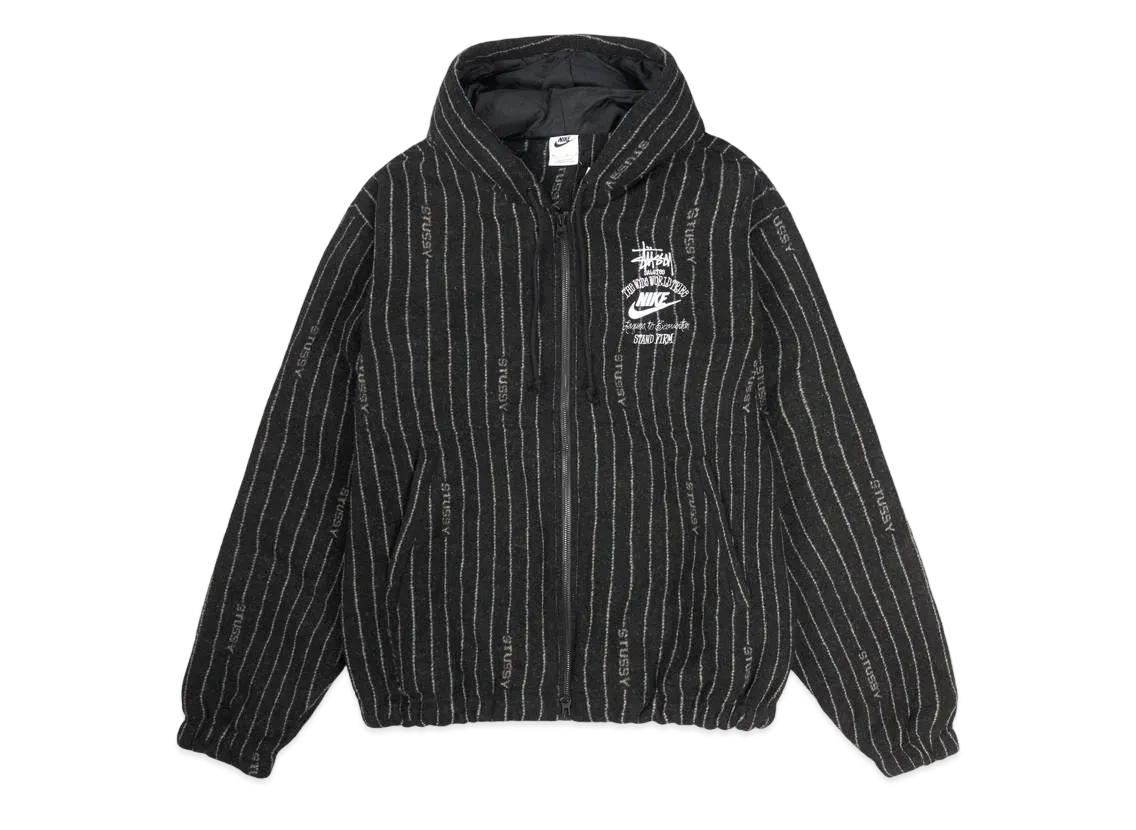 Stussy x Nike Striped Wool Jacket "Black"