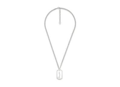 Dior CD Couture Plate Pendant Necklace Brass "Silver"