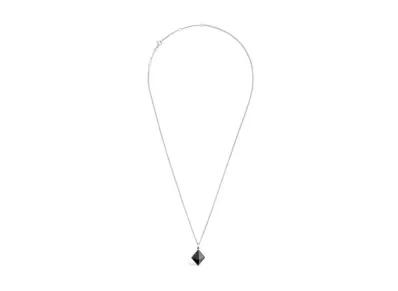 CELINE Stud Necklace In Sterling Silver With Rhodium Finish and Onyx "Onyx"