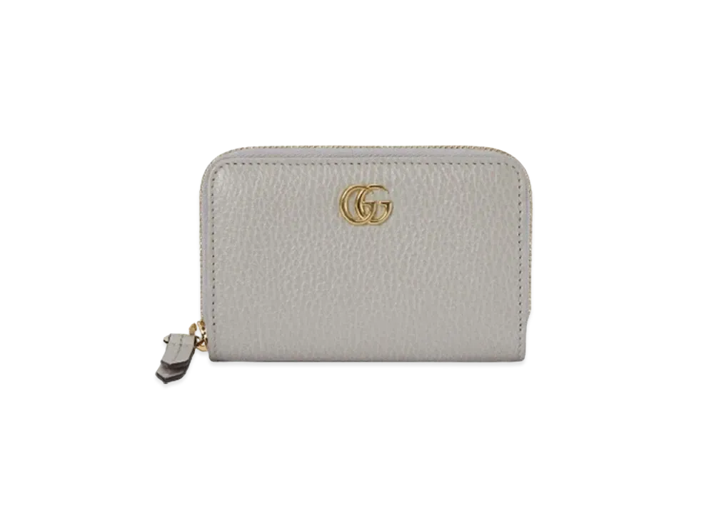 GUCCI GG Marmont Zip Around Wallet "Light Grey/Light Pink"