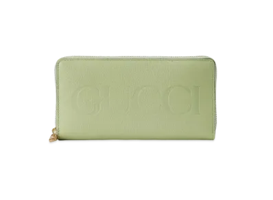 GUCCI Zip Around Wallet With Gucci Logo Japan Exclusive "Light Green"