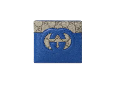 GUCCI Coin Wallet With Cut-out Interlocking G "Blue"