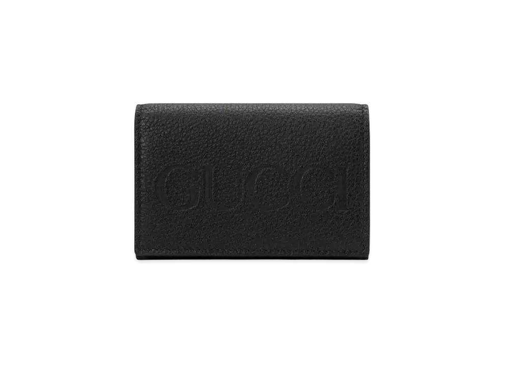 GUCCI Card Case Wallet With Gucci Logo Japan Exclusive "Black/Light Blue"