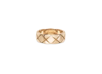 CHANEL Coco Crush Ring Quilted Motif Small Version 18K "Beige Gold"