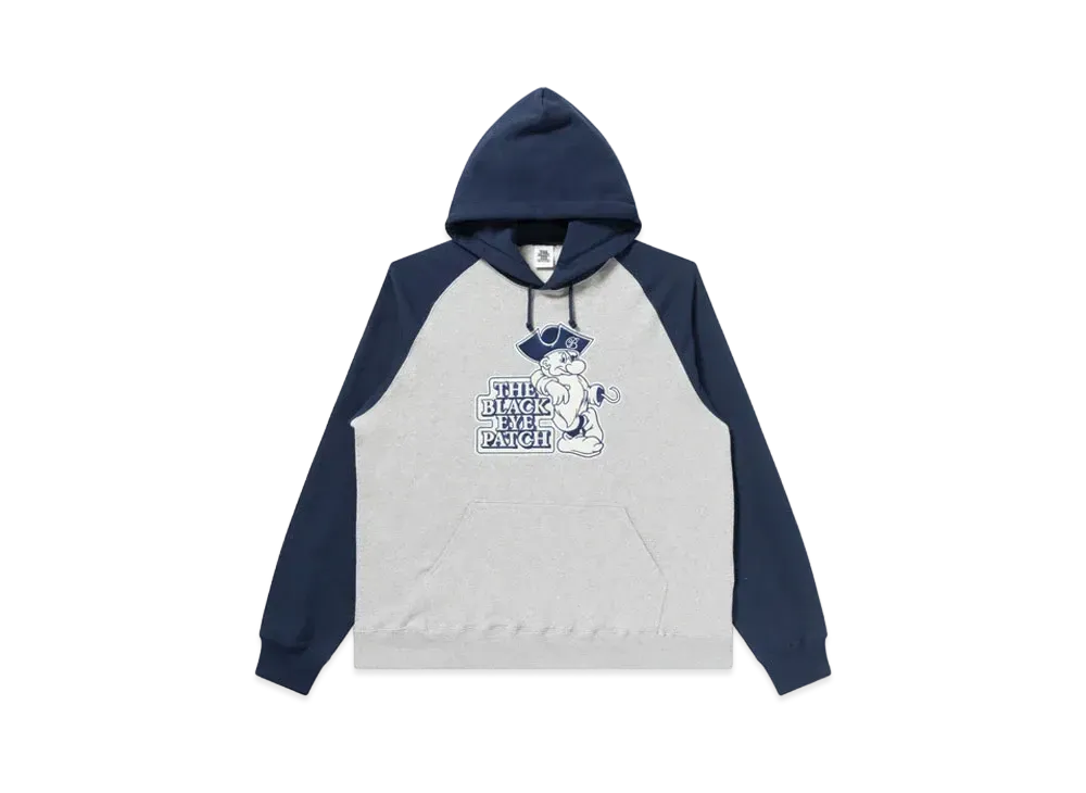 Black Eye Patch OG Pirate 2 Tone Raglan Hoodie "Navy/Ash Gray"