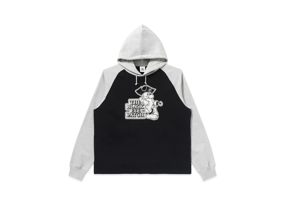 Black Eye Patch OG Pirate 2 Tone Raglan Hoodie "Ash Gray/Black"