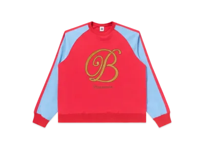 Black Eye Patch B Emblem 2 Tone Raglan Crew Sweat "Red"